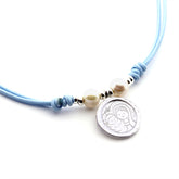 VIRGIN BEVEL PEARLS - 17mm silver medal necklace